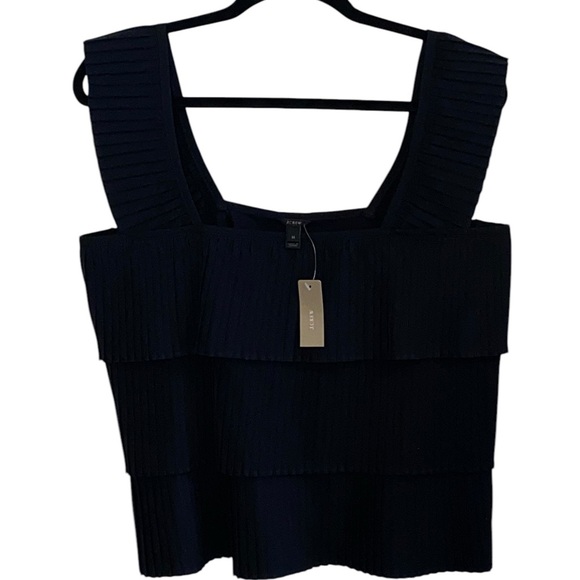 J Crew Black French Pleated Tiered Women's Top new w/ tags - Picture 4 of 10